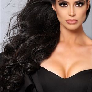 Black off the shoulder fitted dress